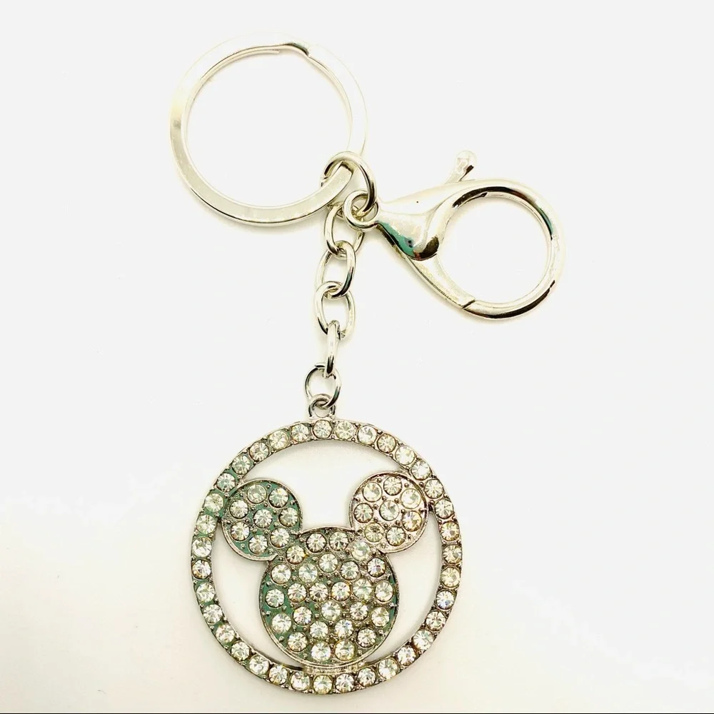 Mickey Mouse Purse Charm Key Chain Crystals set in Silver tone. BRAND NEW